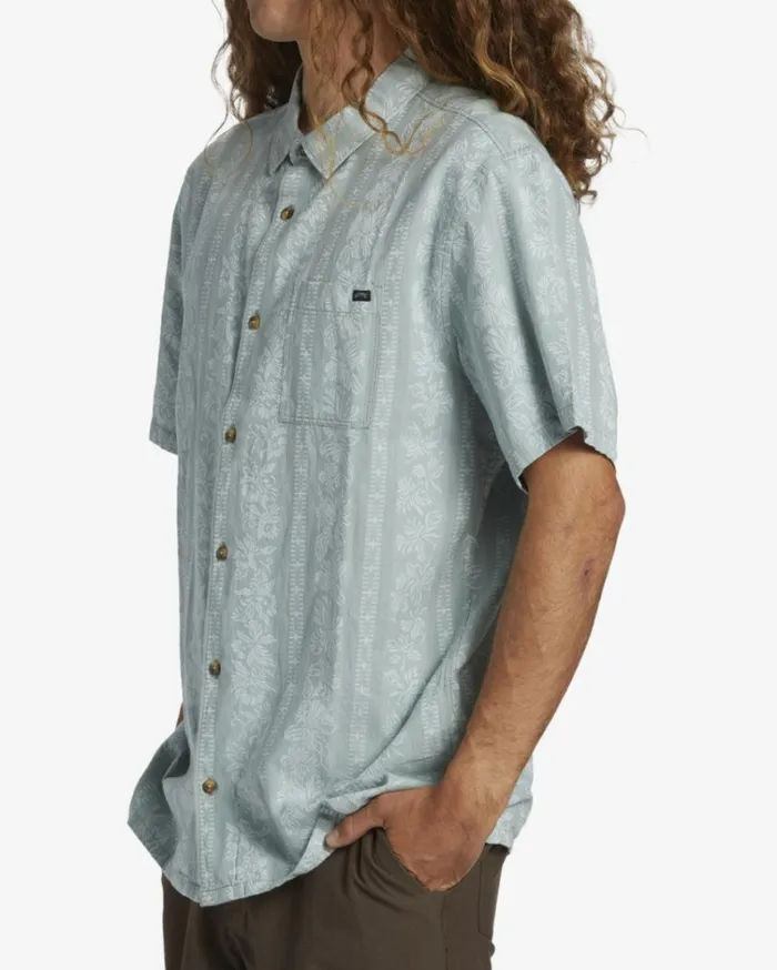 Sundays Jacquard Short Sleeve Shirt Blue Suede Men Billabong Shirts