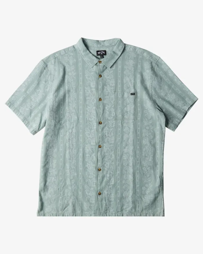 Sundays Jacquard Short Sleeve Shirt Blue Suede Men Billabong Shirts