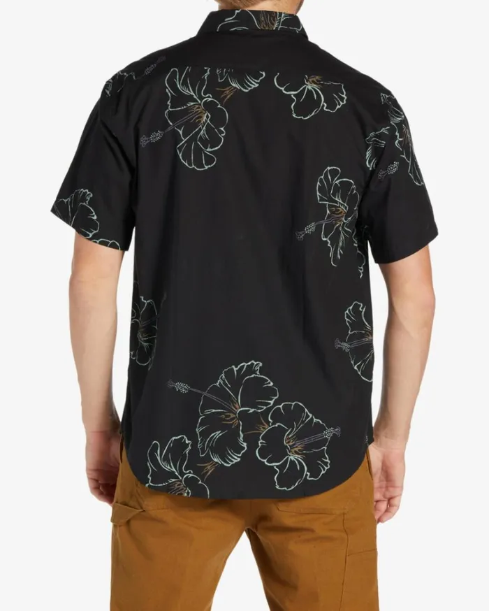 Sundays Short Sleeve Shirt Black Green Men Billabong Shirts