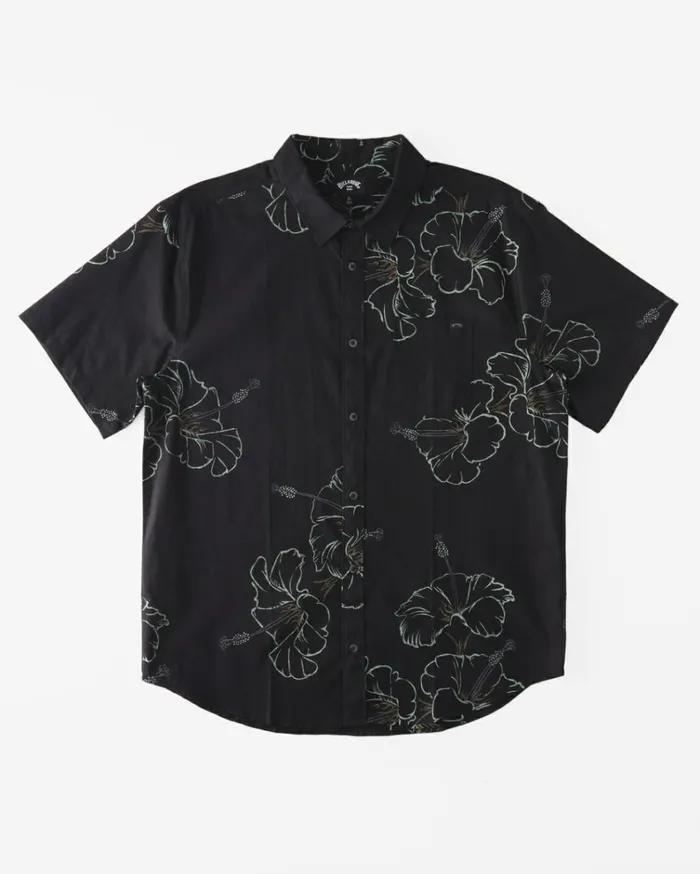 Sundays Short Sleeve Shirt Black Green Men Billabong Shirts