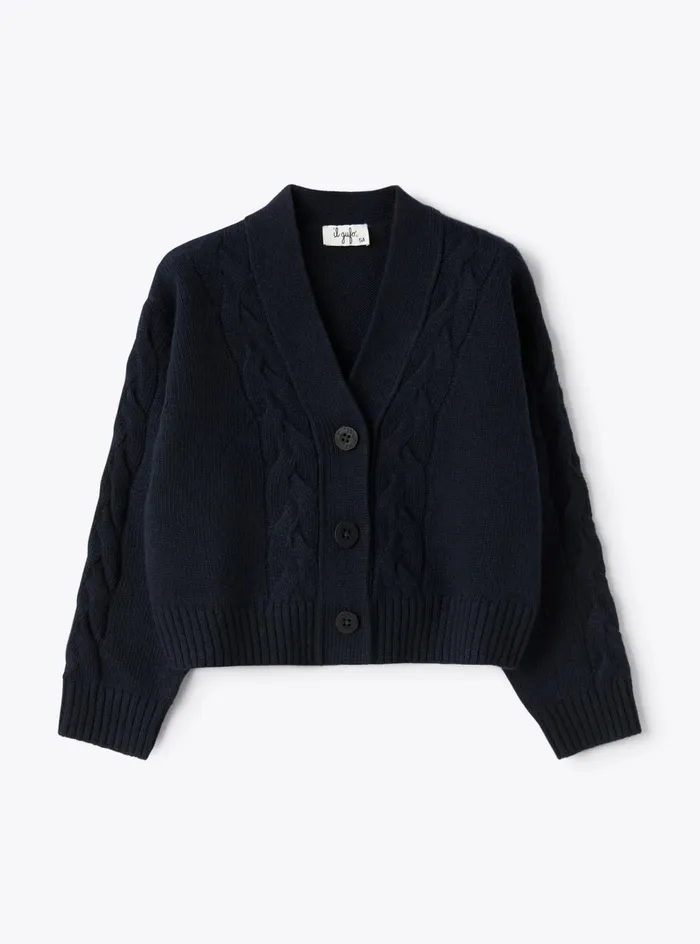 Sweaters And Cardigans Girl 216 Il Gufo Wool Cardigan With Cables