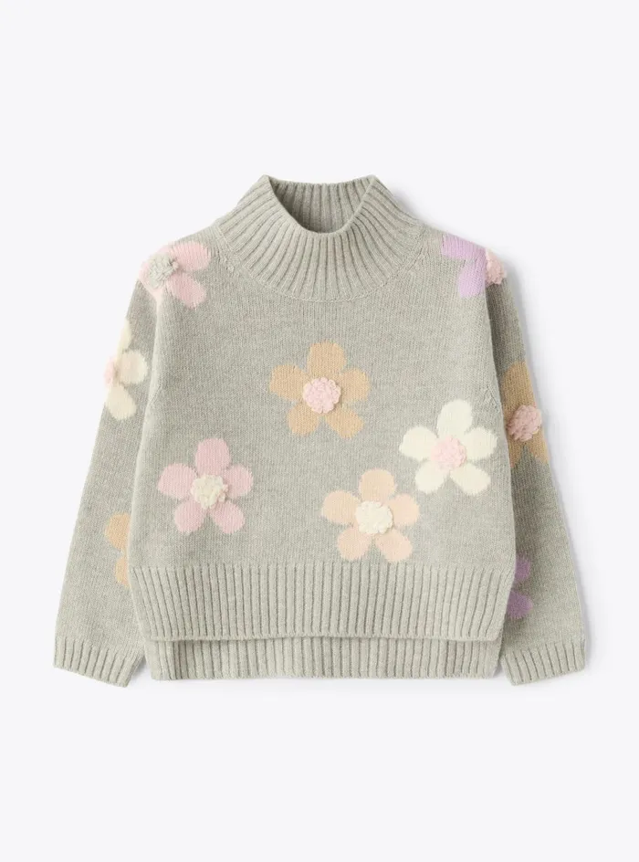 Sweaters And Cardigans Girl 216 Il Gufo Wool Sweater With Flowers