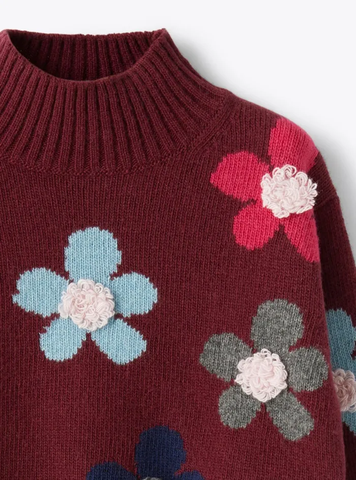 Sweaters And Cardigans Girl 216 Il Gufo Wool Sweater With Flowers