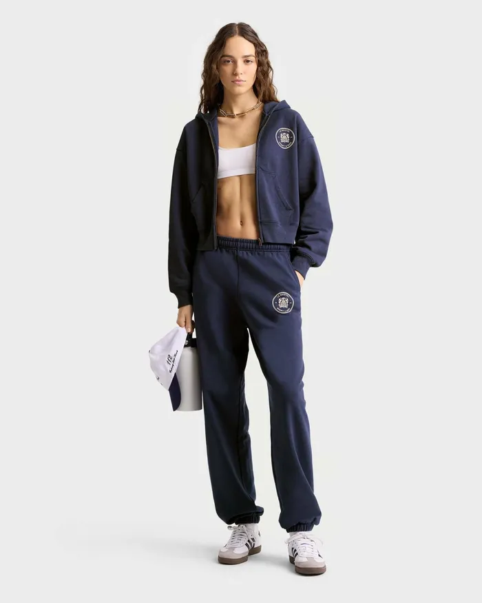 Sweatpants Women Sporty and Rich Bristol Crest 100th Sweatpant 8211 NavyCream