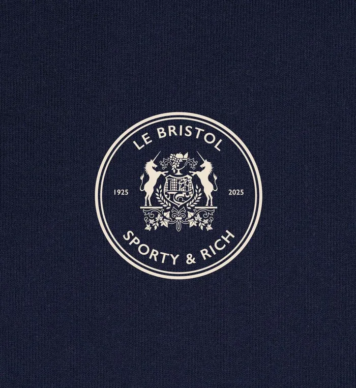 Sweatpants Women Sporty and Rich Bristol Crest 100th Sweatpant 8211 NavyCream