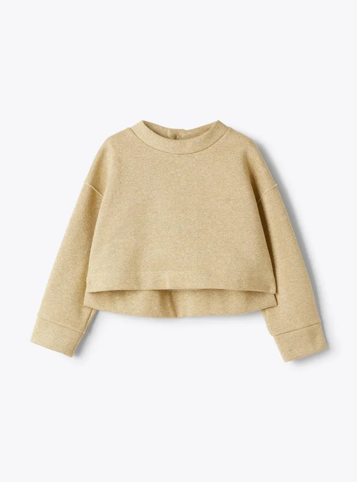 Sweatshirts Girl 216 Il Gufo Cropped Cotton And Lurex Sweatshirt