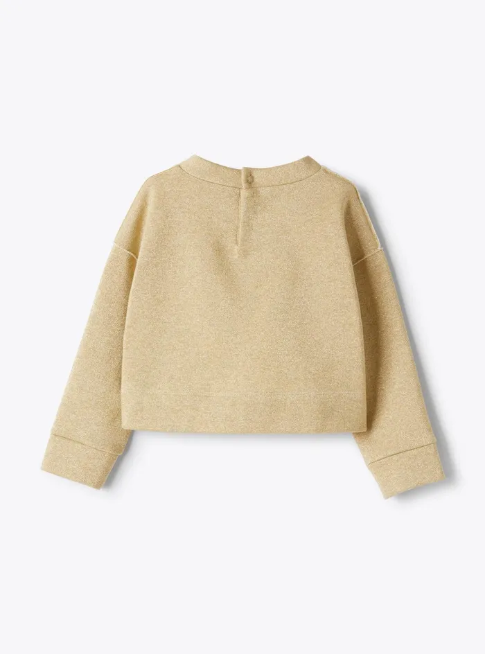 Sweatshirts Girl 216 Il Gufo Cropped Cotton And Lurex Sweatshirt