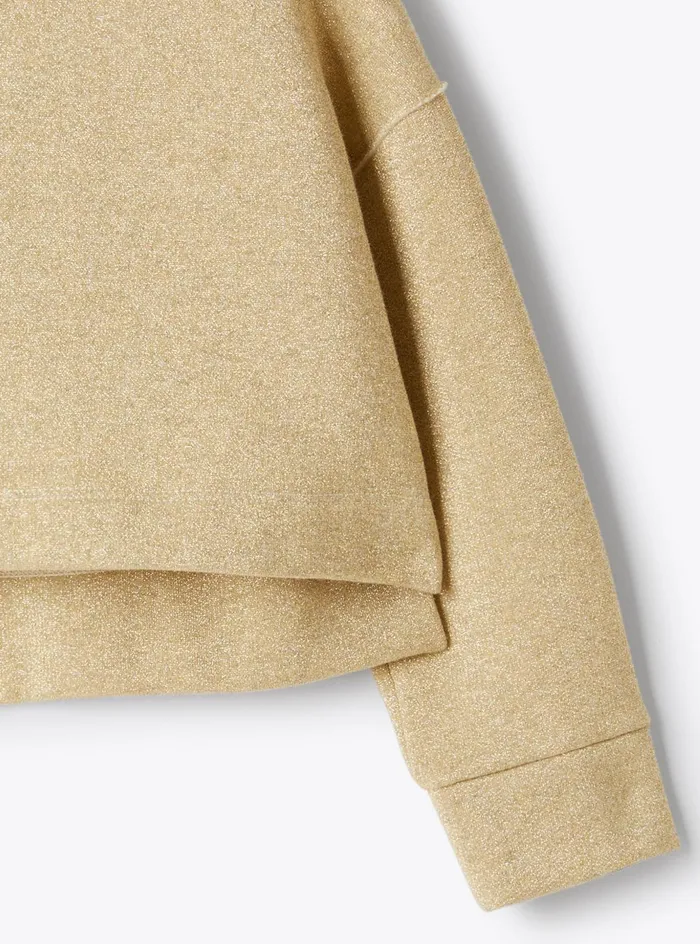 Sweatshirts Girl 216 Il Gufo Cropped Cotton And Lurex Sweatshirt