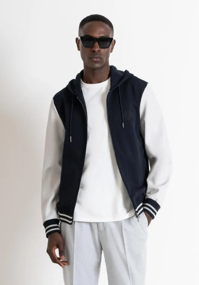 Sweatshirts Men Antony Morato Regular Fit College Hoodie In Cotton Blend With Logo Blue Ink Sweatshirts Men Antony Morato Regular Fit College Hoodie In Cotton Blend With Logo Blue Ink