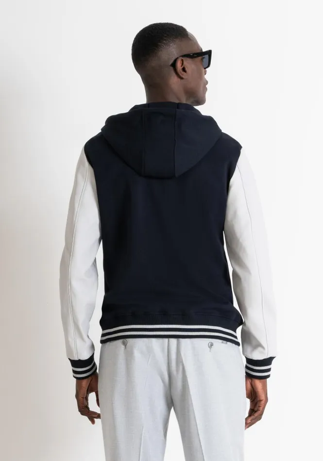 Sweatshirts Men Antony Morato Regular Fit College Hoodie In Cotton Blend With Logo Blue Ink