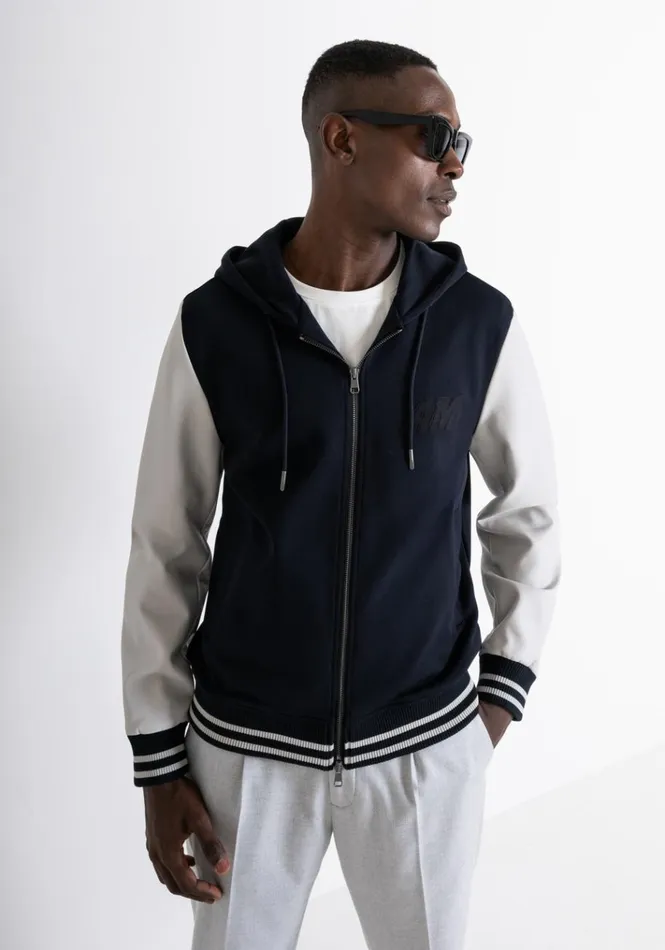 Sweatshirts Men Antony Morato Regular Fit College Hoodie In Cotton Blend With Logo Blue Ink