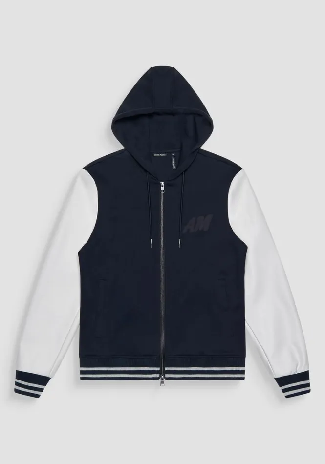 Sweatshirts Men Antony Morato Regular Fit College Hoodie In Cotton Blend With Logo Blue Ink