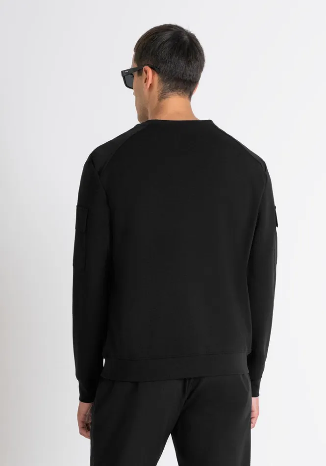 Sweatshirts Men Antony Morato Regular Fit Sweatshirt In Black Cotton Blend With Sleeve Pockets Black