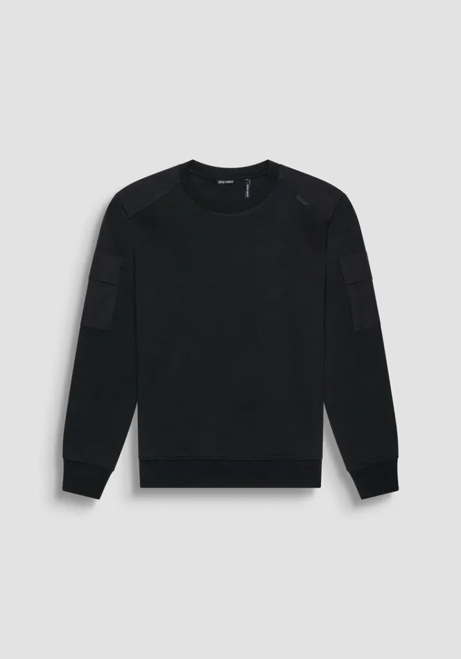 Sweatshirts Men Antony Morato Regular Fit Sweatshirt In Black Cotton Blend With Sleeve Pockets Black