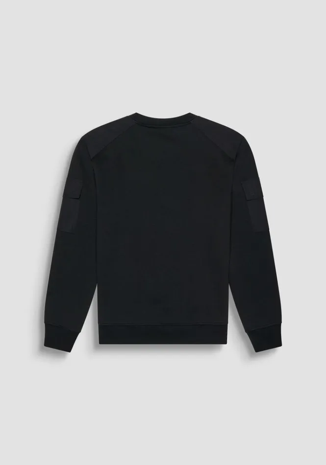 Sweatshirts Men Antony Morato Regular Fit Sweatshirt In Black Cotton Blend With Sleeve Pockets Black
