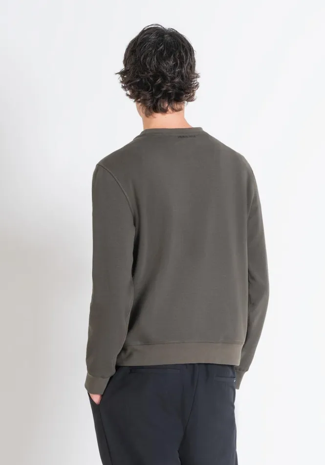 Sweatshirts Men Antony Morato Regular Fit Sweatshirt In Green Cotton Blend With Dobermann Print Dark Olive Green
