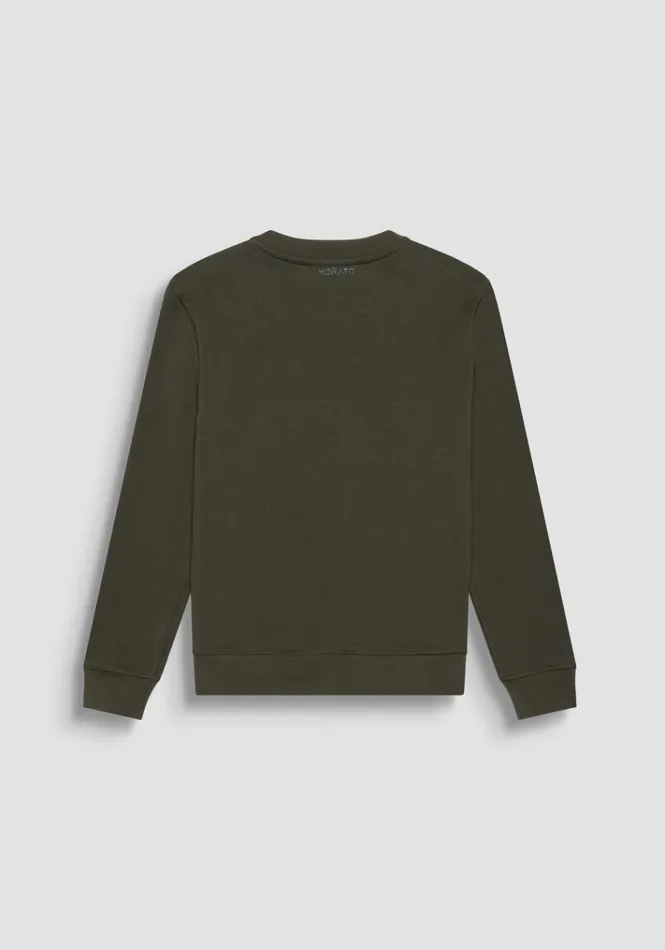 Sweatshirts Men Antony Morato Regular Fit Sweatshirt In Green Cotton Blend With Dobermann Print Dark Olive Green