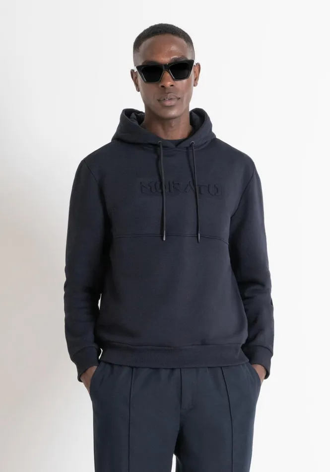 Sweatshirts Men Antony Morato Relaxed Fit Hoodie In Light Cotton Blend Sustainable Fabric Blue Ink Sweatshirts Men Antony Morato Relaxed Fit Hoodie In Light Cotton Blend Sustainable Fabric Blue Ink