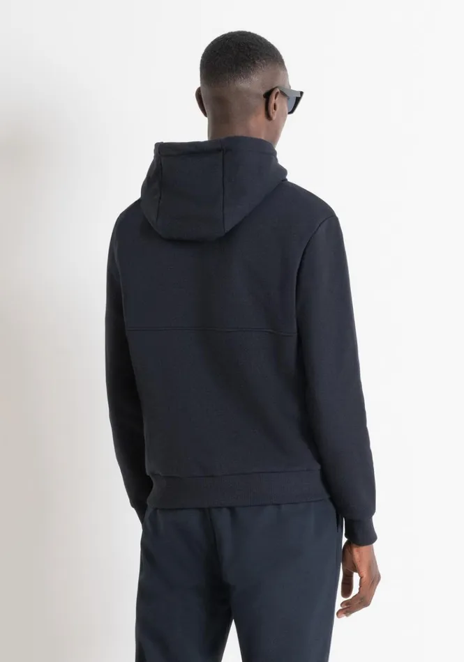 Sweatshirts Men Antony Morato Relaxed Fit Hoodie In Light Cotton Blend Sustainable Fabric Blue Ink