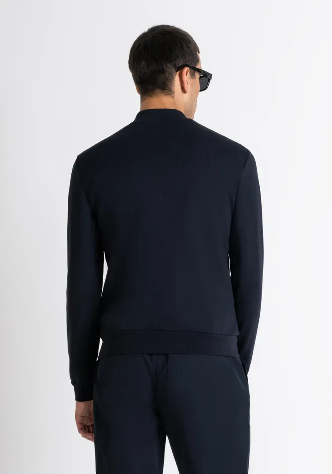 Sweatshirts Men Antony Morato Slim Fit Sweatshirt With Zip And Pockets In Blue Cotton Blend With Logo Blue Ink