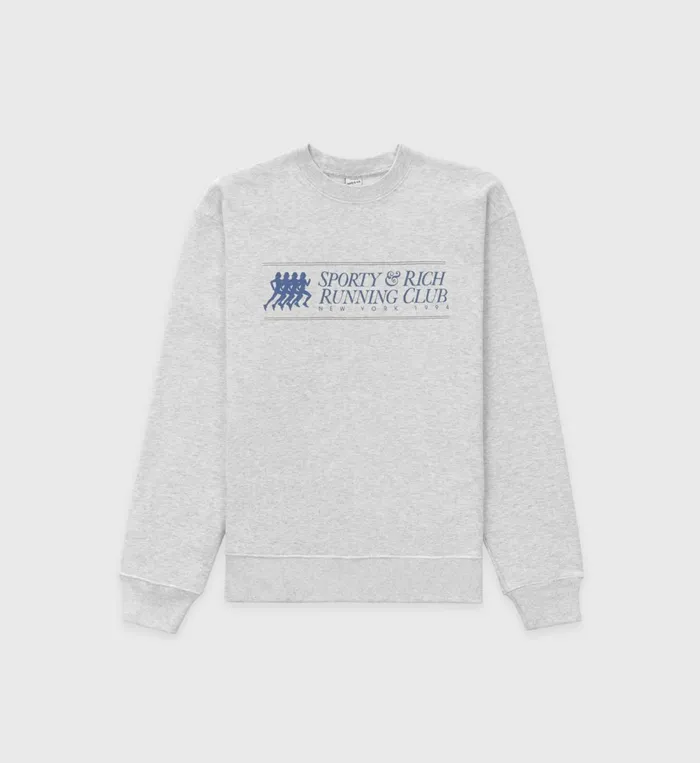 Sweatshirts Men Sporty and Rich 94 Running Club Crewneck 8211 Heather Gray