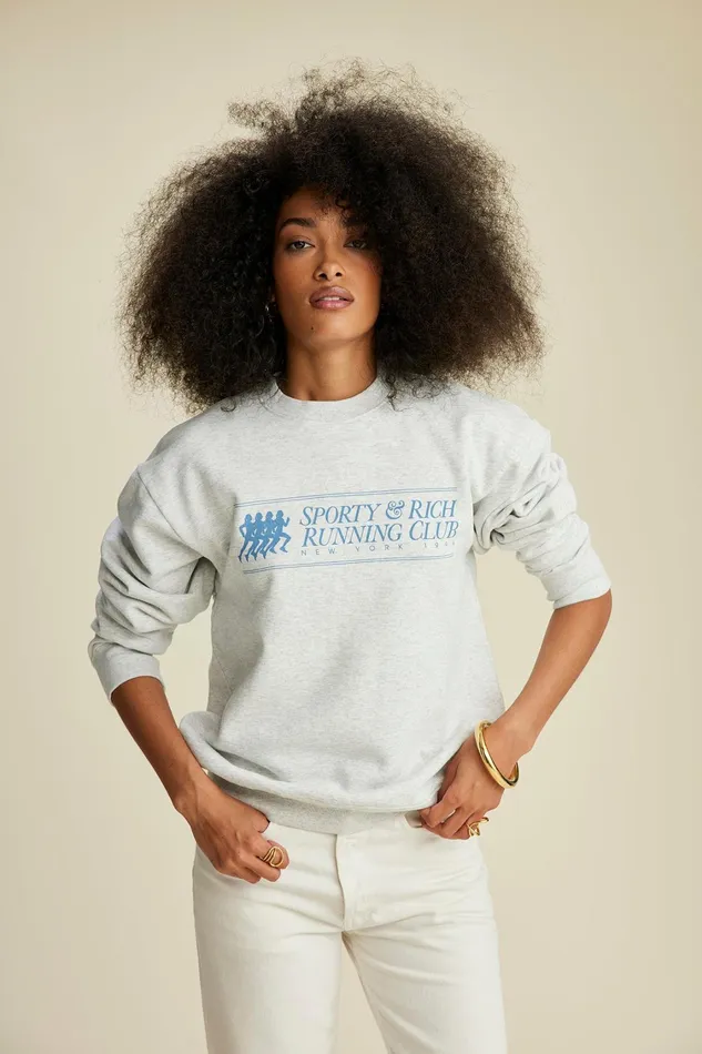 Sweatshirts Men Sporty and Rich 94 Running Club Crewneck 8211 Heather Gray