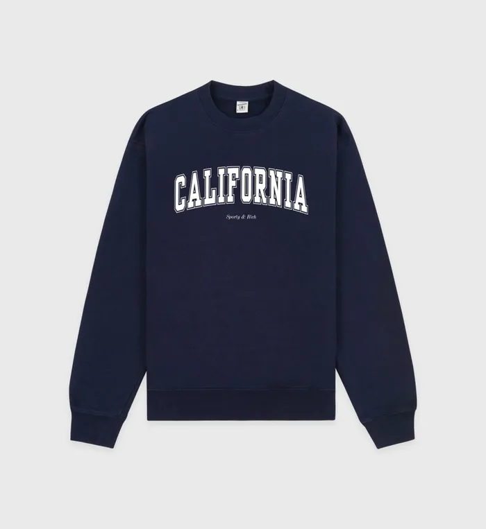 Sweatshirts Men Sporty and Rich California Crewneck 8211 NavyWhite