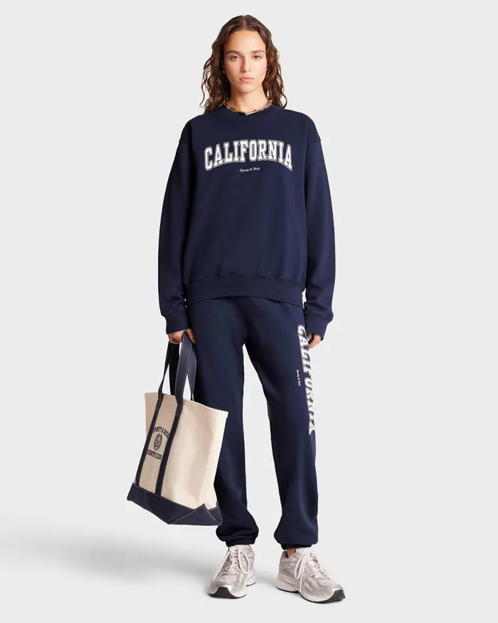 Sweatshirts Men Sporty and Rich California Crewneck 8211 NavyWhite