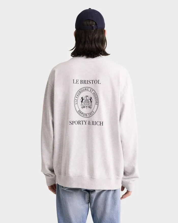 Sweatshirts Men Sporty and Rich Crest Seal 100th Crewneck 8211 Heather GrayNavy