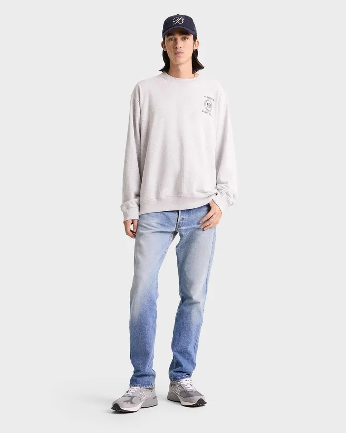 Sweatshirts Men Sporty and Rich Crest Seal 100th Crewneck 8211 Heather GrayNavy