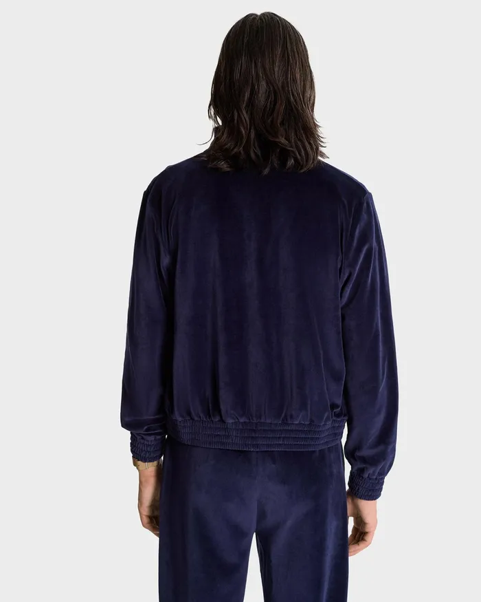Sweatshirts Women Sporty and Rich NY Crest Velour Track Jacket 8211 NavyCream