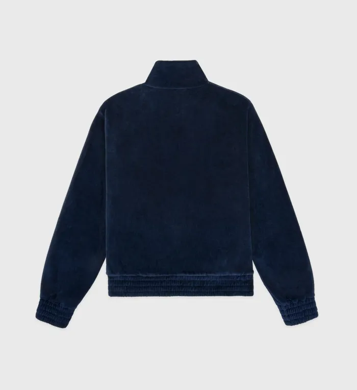 Sweatshirts Women Sporty and Rich NY Crest Velour Track Jacket 8211 NavyCream
