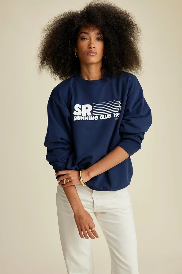 Sweatshirts Women Sporty and Rich SR Running Club Crewneck 8211 Navy
