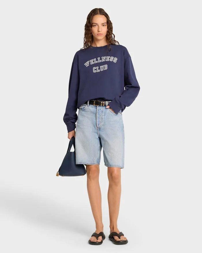 Sweatshirts Women Sporty and Rich Wellness Club Crewneck 8211 NavyWhite