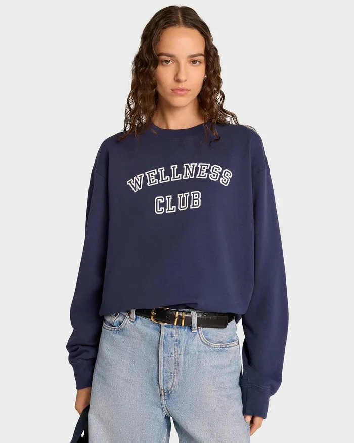 Sweatshirts Women Sporty and Rich Wellness Club Crewneck 8211 NavyWhite