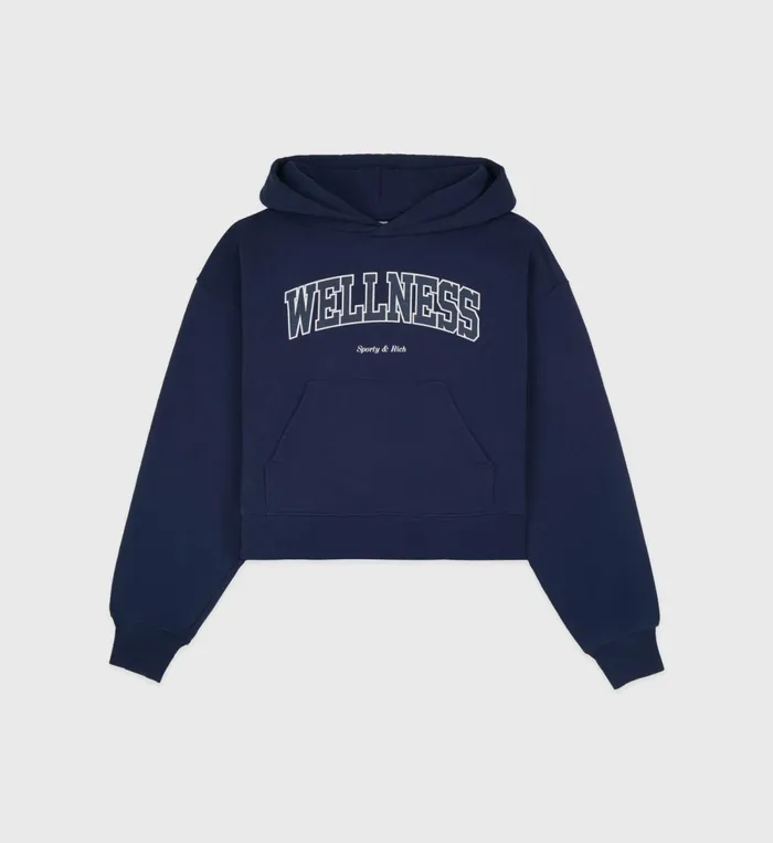 Sweatshirts Women Sporty and Rich Wellness Ivy Cropped Hoodie 8211 NavyWhite