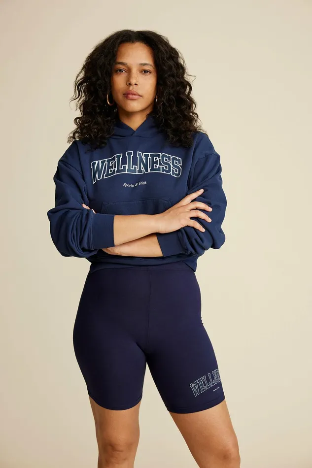Sweatshirts Women Sporty and Rich Wellness Ivy Cropped Hoodie 8211 NavyWhite