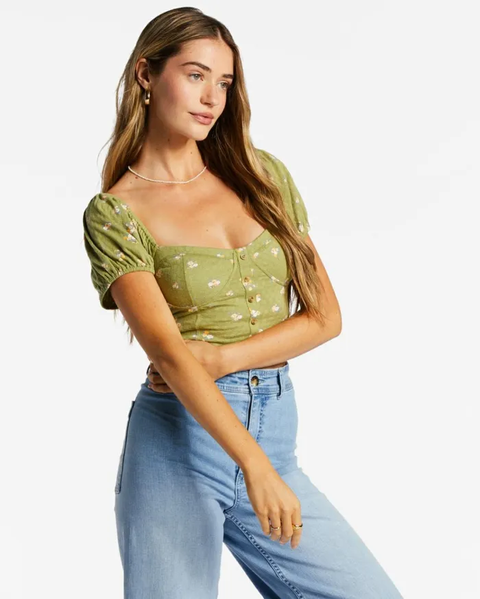 Sweet Memory Knitted Top Green Eyes Women Billabong Tops