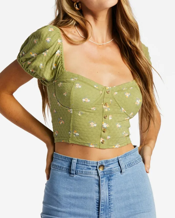 Sweet Memory Knitted Top Green Eyes Women Billabong Tops
