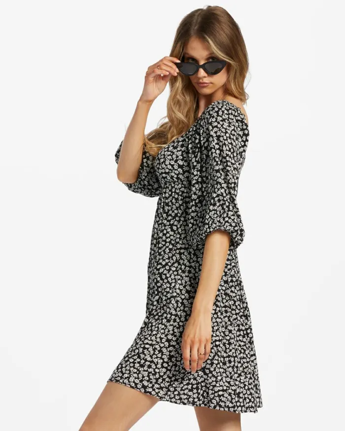 Swept Away Again Dress Black Pebble Women Billabong Mini Dresses