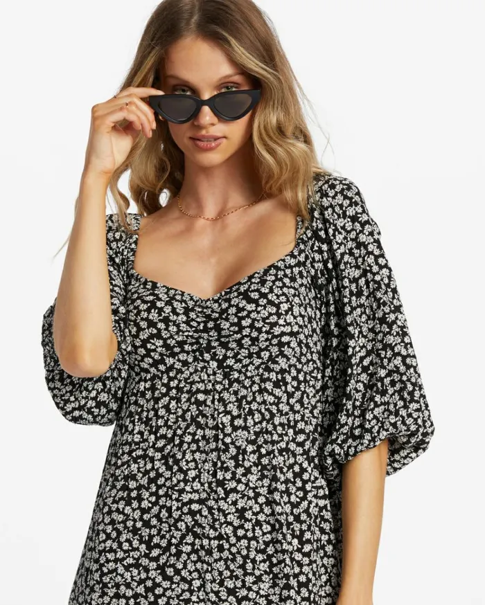 Swept Away Again Dress Black Pebble Women Billabong Mini Dresses