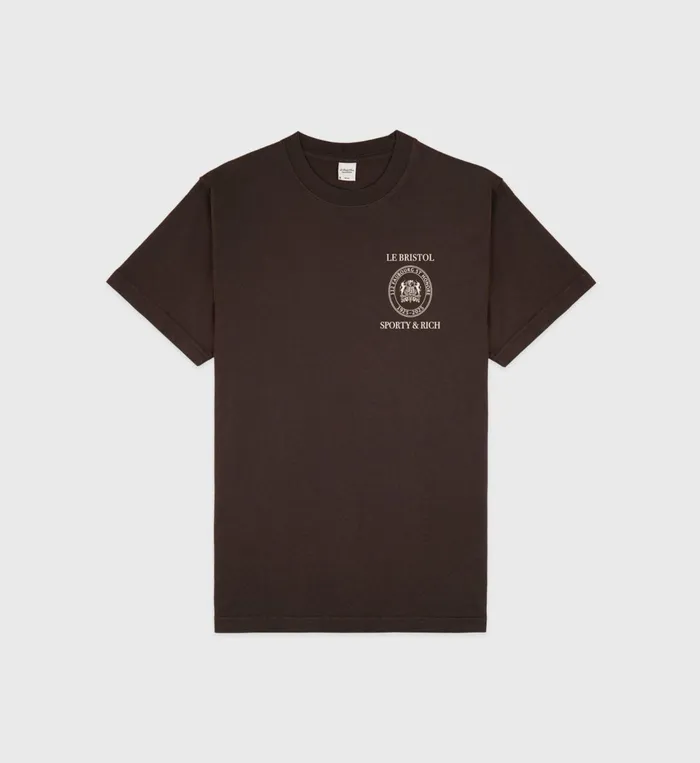 TShirts and Tops Women Sporty and Rich Crest Seal 100th T Shirt 8211 ChocolateCream
