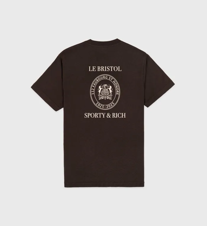 TShirts and Tops Women Sporty and Rich Crest Seal 100th T Shirt 8211 ChocolateCream