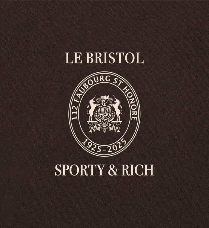 TShirts and Tops Women Sporty and Rich Crest Seal 100th T Shirt 8211 ChocolateCream