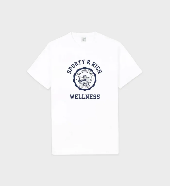 TShirts and Tops Women Sporty and Rich Emblem TShirt 8211 WhiteNavy