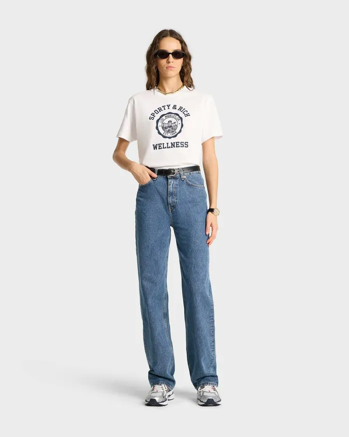 TShirts and Tops Women Sporty and Rich Emblem TShirt 8211 WhiteNavy