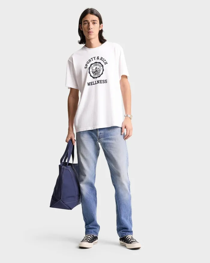 TShirts and Tops Women Sporty and Rich Emblem TShirt 8211 WhiteNavy