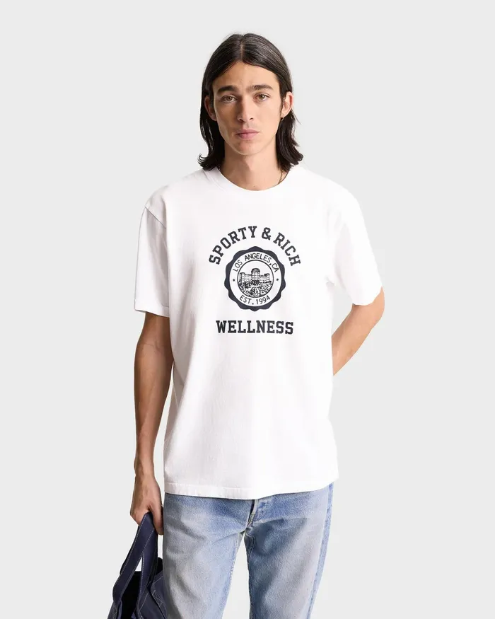 TShirts and Tops Women Sporty and Rich Emblem TShirt 8211 WhiteNavy