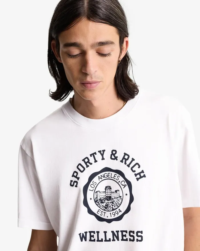 TShirts and Tops Women Sporty and Rich Emblem TShirt 8211 WhiteNavy