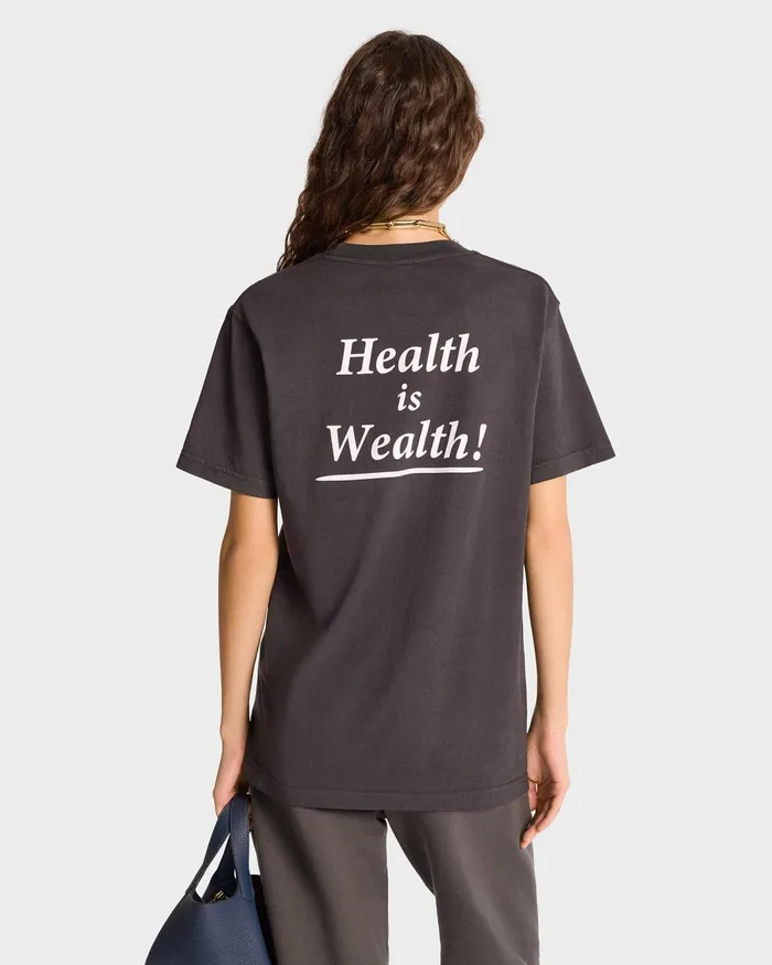 TShirts and Tops Women Sporty and Rich Health Is Wealth TShirt 8211 Faded BlackWhite